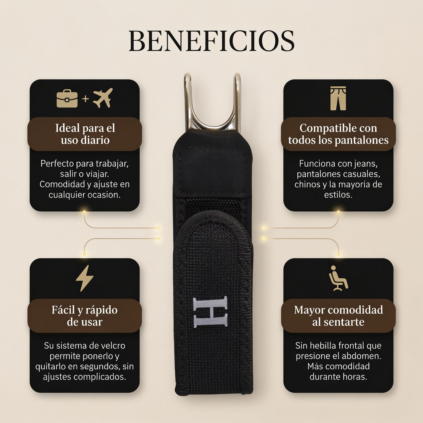 Cinturón Ajustable sin Hebilla con Gancho
